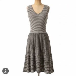 Anthropology Knitted & Knotted Knit Gray Striped Dress